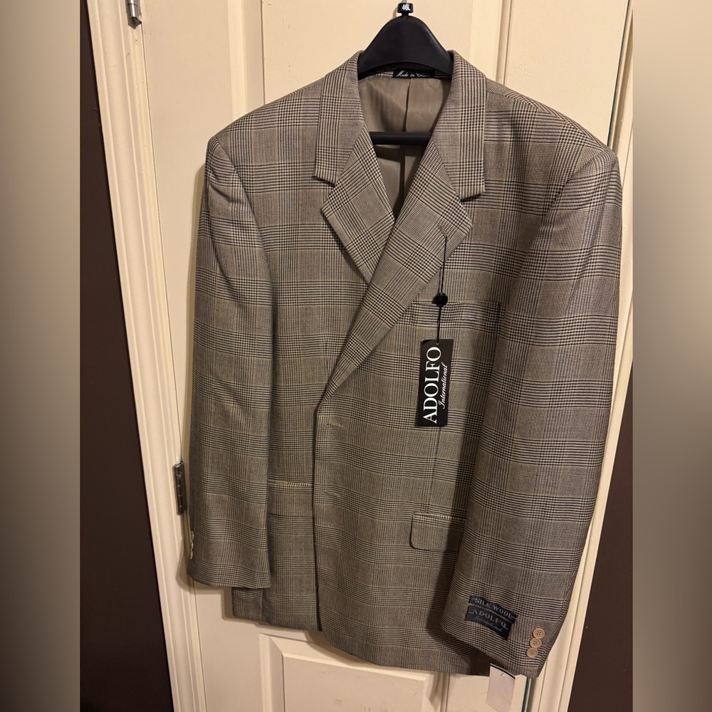 Adolfo Men's Gray Plaid Blazer